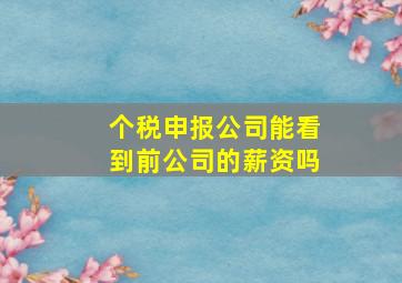 个税申报公司能看到前公司的薪资吗