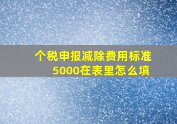 个税申报减除费用标准5000在表里怎么填