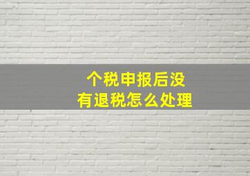 个税申报后没有退税怎么处理