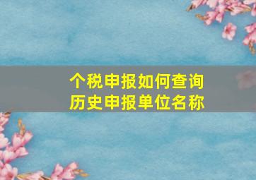 个税申报如何查询历史申报单位名称