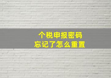 个税申报密码忘记了怎么重置