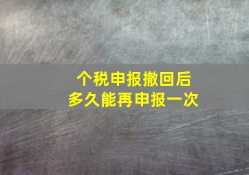 个税申报撤回后多久能再申报一次