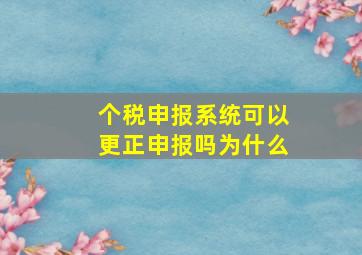 个税申报系统可以更正申报吗为什么