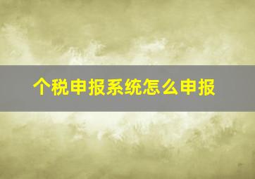 个税申报系统怎么申报