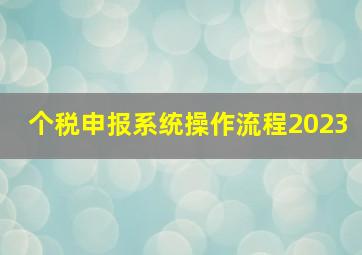 个税申报系统操作流程2023