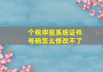 个税申报系统证件号码怎么修改不了