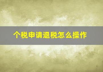 个税申请退税怎么操作