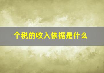 个税的收入依据是什么