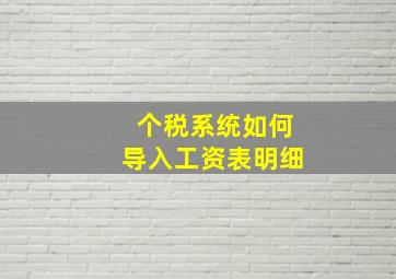 个税系统如何导入工资表明细