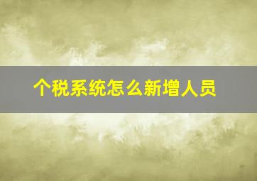 个税系统怎么新增人员