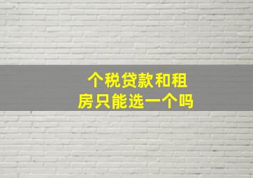 个税贷款和租房只能选一个吗