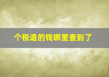 个税退的钱哪里查到了