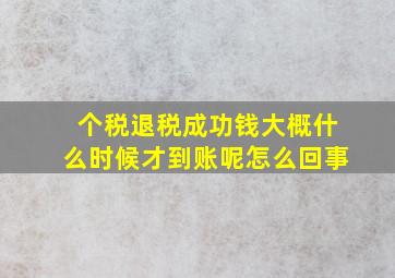 个税退税成功钱大概什么时候才到账呢怎么回事