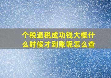 个税退税成功钱大概什么时候才到账呢怎么查