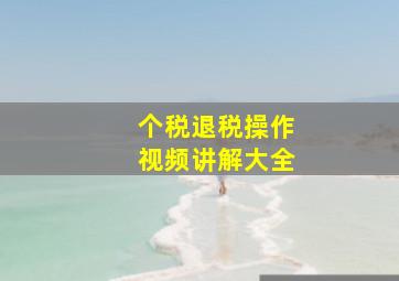 个税退税操作视频讲解大全