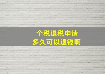 个税退税申请多久可以退钱啊