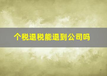 个税退税能退到公司吗