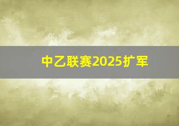 中乙联赛2025扩军