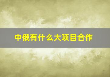 中俄有什么大项目合作