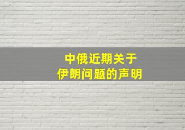 中俄近期关于伊朗问题的声明