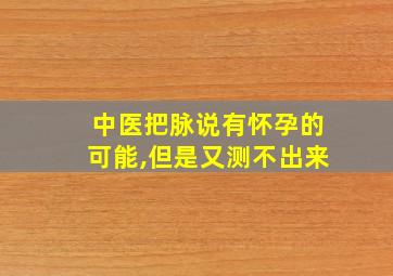 中医把脉说有怀孕的可能,但是又测不出来