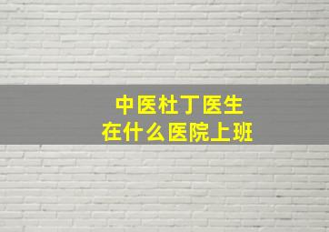 中医杜丁医生在什么医院上班