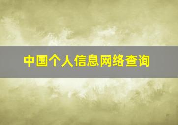 中国个人信息网络查询