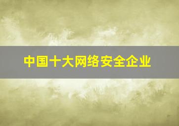 中国十大网络安全企业