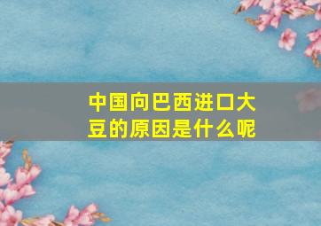 中国向巴西进口大豆的原因是什么呢