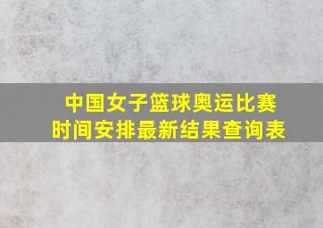 中国女子篮球奥运比赛时间安排最新结果查询表