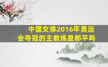 中国女排2016年奥运会夺冠的主教练是郎平吗