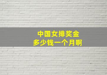 中国女排奖金多少钱一个月啊