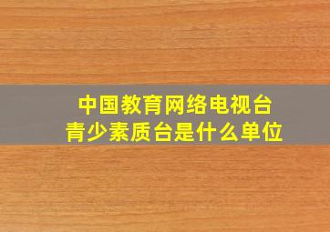 中国教育网络电视台青少素质台是什么单位