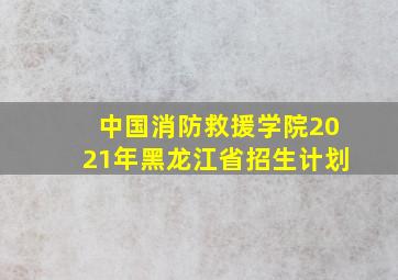 中国消防救援学院2021年黑龙江省招生计划