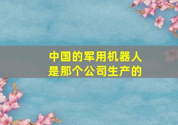 中国的军用机器人是那个公司生产的