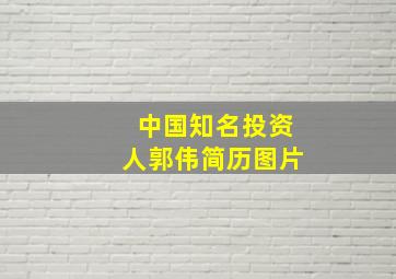 中国知名投资人郭伟简历图片