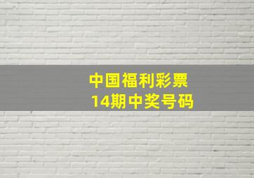 中国福利彩票14期中奖号码