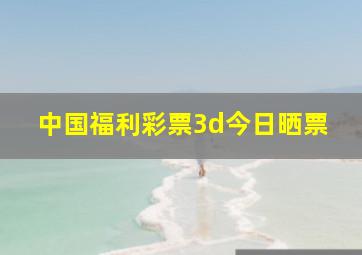 中国福利彩票3d今日晒票