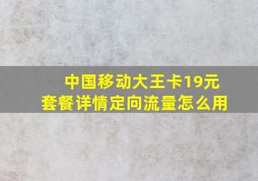 中国移动大王卡19元套餐详情定向流量怎么用