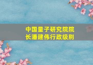 中国量子研究院院长潘建伟行政级别