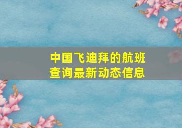 中国飞迪拜的航班查询最新动态信息