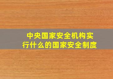 中央国家安全机构实行什么的国家安全制度