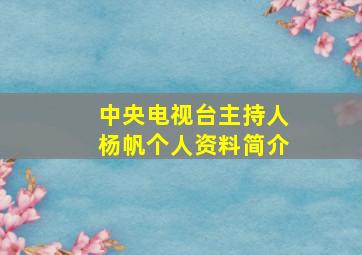 中央电视台主持人杨帆个人资料简介