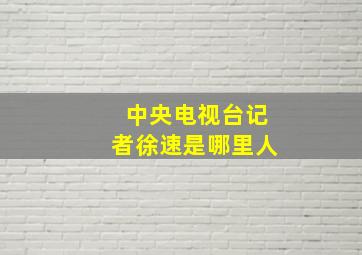 中央电视台记者徐速是哪里人