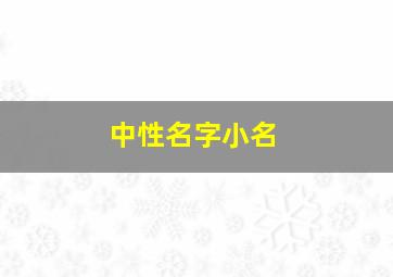 中性名字小名