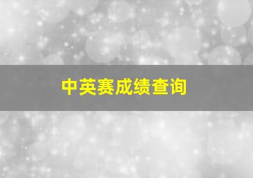 中英赛成绩查询