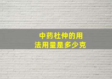 中药杜仲的用法用量是多少克