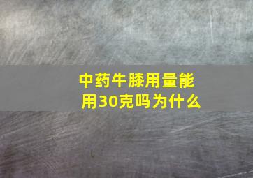 中药牛膝用量能用30克吗为什么