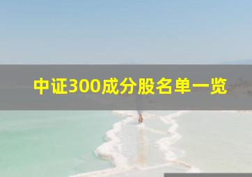 中证300成分股名单一览