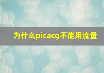 为什么picacg不能用流量